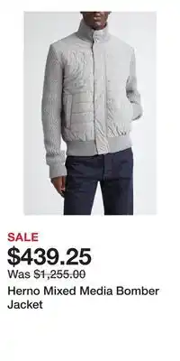 Nordstrom Herno Mixed Media Bomber Jacket offer