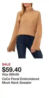 Nordstrom CeCe Floral Embroidered Mock Neck Sweater offer