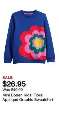 Nordstrom Mini Boden Kids' Floral Appliqué Graphic Sweatshirt offer