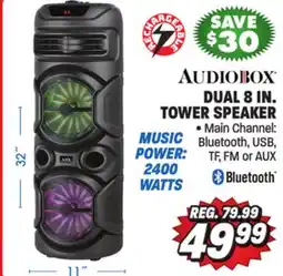Big 5 Audiobox Dual 8 Woofer Rechargeable Tower Speaker offer