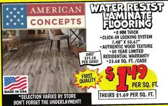 Ollie's WATER RESIST LAMINATE FLOORING offer