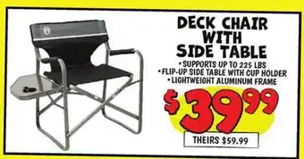 Ollie's DECK CHAIR WITH SIDE TABLE offer