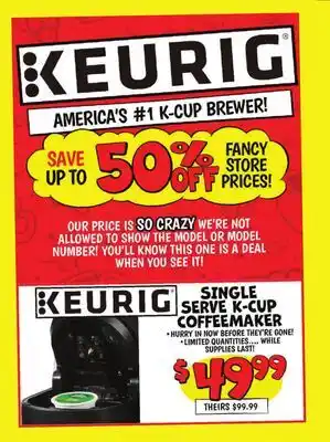 Ollie's KEURIG SINGLE SERVE K-CUP COFFEE MAKER offer