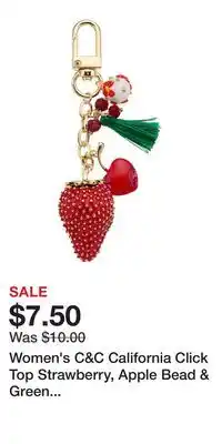 Kohl's Women's C&C California Click Top Strawberry, Apple Bead & Green Tassel Bag Charm offer