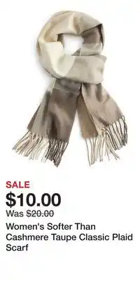 Kohl's Women's Softer Than Cashmere Taupe Classic Plaid Scarf offer