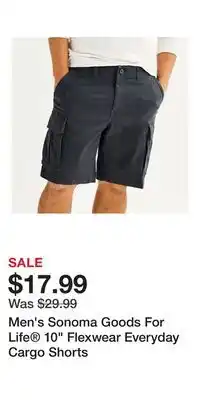 Kohl's Men's Sonoma Goods For Life 10 Flexwear Everyday Cargo Shorts offer