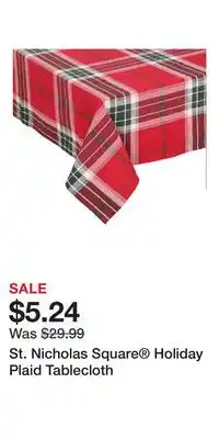 Kohl's St. Nicholas Square Holiday Plaid Tablecloth offer