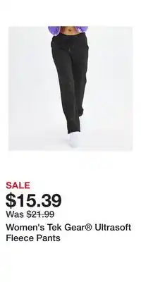 Kohl's Women's Tek Gear Ultrasoft Fleece Pants offer