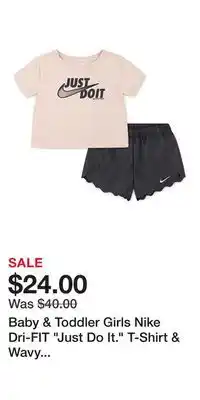 Kohl's Baby & Toddler Girls Nike Dri-FIT Just Do It. T-Shirt & Wavy Scalloped Shorts 2-Piece Set offer