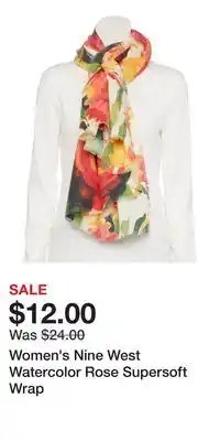 Kohl's Women's Nine West Watercolor Rose Supersoft Wrap offer