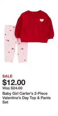 Kohl's Baby Girl Carter's 2-Piece Valentine's Day Top & Pants Set offer