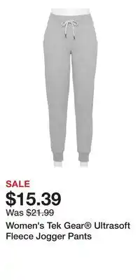 Kohl's Women's Tek Gear Ultrasoft Fleece Jogger Pants offer