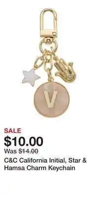 Kohl's C&C California Initial, Star & Hamsa Charm Keychain offer