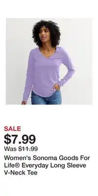 Kohl's Women's Sonoma Goods For Life Everyday Long Sleeve V-Neck Tee offer