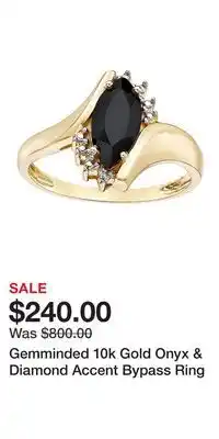 Kohl's Gemminded 10k Gold Onyx & Diamond Accent Bypass Ring offer