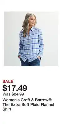 Kohl's Women's Croft & Barrow The Extra Soft Plaid Flannel Shirt offer