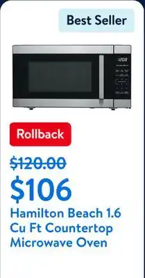 Walmart Hamilton Beach 1.6 Cu ft Sensor Cook Countertop Microwave Oven in Stainless Steel, New offer