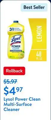 Walmart Lysol Power Clean Multi-Surface Cleaner offer