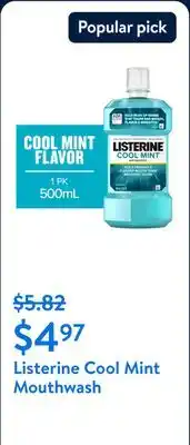 Walmart Listerine Cool Mint Antiseptic Mouthwash, Bad Breath & Plaque Oral Care offer