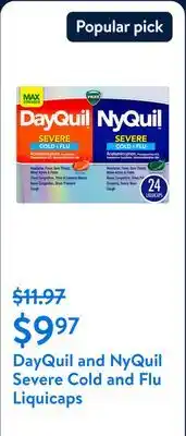 Walmart Vicks DayQuil and NyQuil Severe Cold and Flu Liquicaps, Cold and Flu Medicine for Adults offer