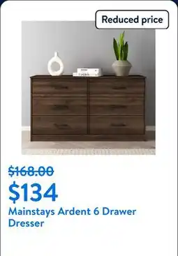 Walmart Mainstays Ardent 6 Drawer Dresser, Dark Walnut offer