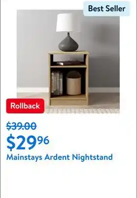 Walmart Mainstays Ardent Open Shelf Nightstand, Euro Oak offer