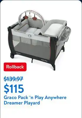 Walmart Graco Pack 'n Play Anywhere Dreamer Infant Playard, Marlo, Unisex offer