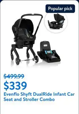 Walmart Evenflo Shyft DualRide Infant Car Seat and Stroller Combo (Beaufort Black) offer