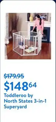 Walmart Toddleroo by North States 3-in-1 Superyard Baby Extra Wide Gate & Play Yard, Taupe Metal offer