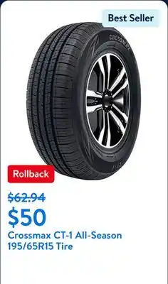 Walmart Crossmax CT-1 All Season 195/65R15 91H Passenger Tire offer