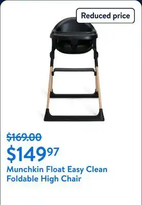 Walmart Munchkin Float Easy Clean Foldable Infant and Toddler High Chair, Black, Unisex offer