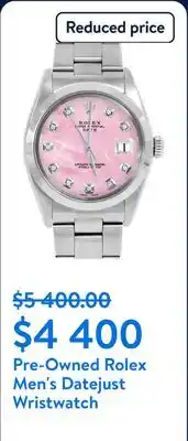 Walmart Pre-Owned Rolex 1500 Men's 34mm Date Wristwatch Pink Mother of Pearl Diamond (3 Year Warranty) offer