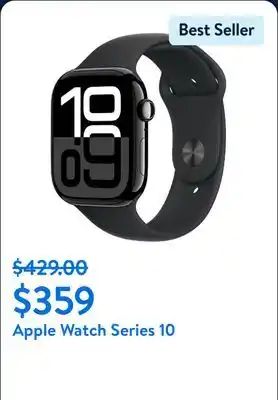 Walmart Apple Watch Series 10 GPS 46mm Jet Black Aluminum Case with Black Sport Band - M/L offer