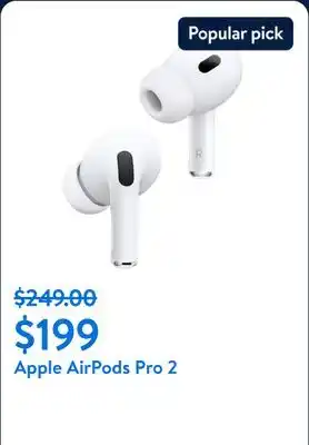 Walmart Apple AirPods Pro 2, Wireless Earbuds, Active Noise Cancellation, Hearing Aid Feature offer