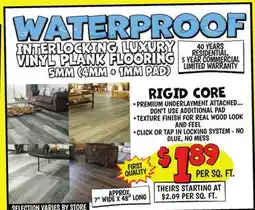 Ollie's WATERPROOF INTERLOCKING LUXURY VINYL PLANK FLOORING 5MM (4MM + 1MM PAD) offer