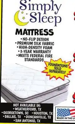 Ollie's Simply Sleep MATTRESS offer