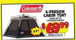 Ollie's 4-PERSON CABIN TENT offer