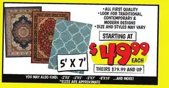 Ollie's RUGS 5' X 7' offer