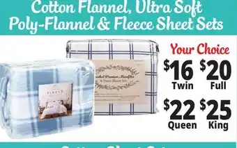 Ocean State Job Lot Cotton Flannel, Ultra Soft Poly-Flannel & Fleece Sheet Sets offer