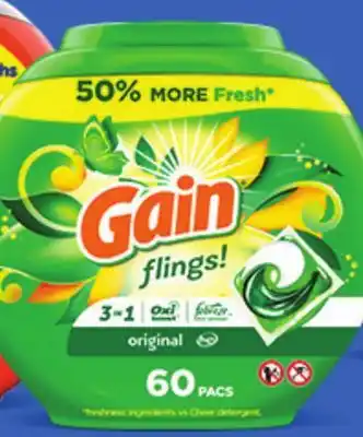 Ocean State Job Lot Gain Flings Oxi Boost and Febreze Original Scent Laundry Detergent Pacs 60 Count offer