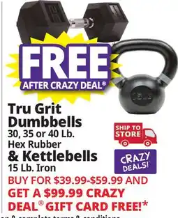 Ocean State Job Lot Tru Grit Dumbbells and Kettlebells offer