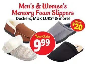 Ocean State Job Lot Men's & Women's Memory Foam Slippers offer