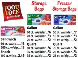 Ocean State Job Lot Food Lock Storage Bags offer