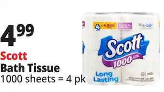 Ocean State Job Lot Scott Long Lasting 1 000 Sheets Per Roll Bath Tissue 4 Rolls offer