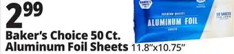 Ocean State Job Lot Baker's Choice Premium Quality Aluminum Foil Sheets 50 Count offer