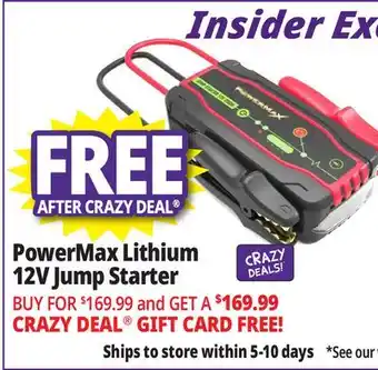 Ocean State Job Lot PowerMax Lithium 12V Jump Starter offer