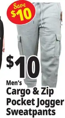 Ocean State Job Lot Men's Cargo & Zip Pocket Jogger Sweatpants offer