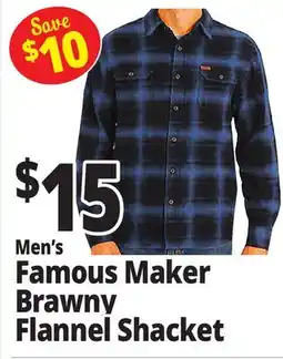 Ocean State Job Lot Men's Famous Maker Brawny Flannel Shacket offer