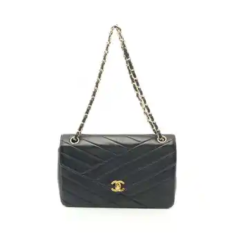 Walmart Pre-Owned CHANEL Bias Stitch Shoulder Bag, Lambskin, Women's, Black (Good) offer