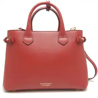 Walmart Pre-Owned BURBERRY Banner Tote Medium 4024087 Bag Calf x Canvas RUSSET RED 252329 (Good) offer